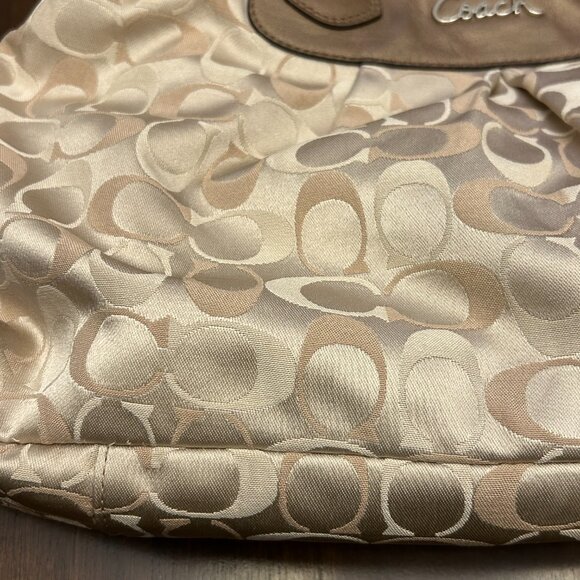 Coach F18450 Ashley Signature Sateen Satchel Bag Brown Khaki - Picture 15 of 16